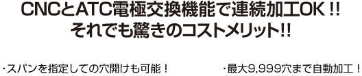 ＣＮＣとＡＴＣ電極交換機能で連続加工ＯＫ！!それでも驚きのコストメリット！！